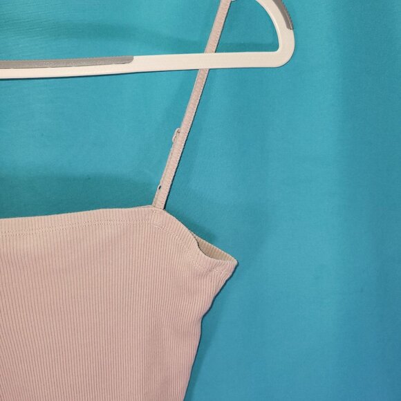 Ribbed Cotton Aerie Womens Square Neck Crop Top Adjustable Straps Size Small Pet - Picture 3 of 6